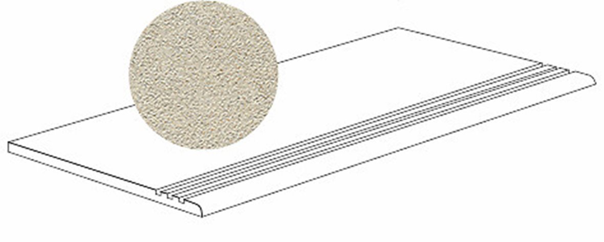 LPC Wales lasittamaton porraslaatta liukuesteuralla 29,7X59,7 B02 Travertino hakattu matta keskitumma beige kivi