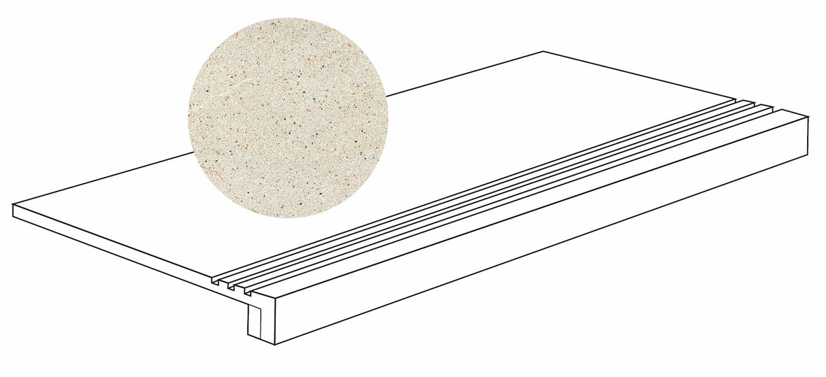 LPC Wales lasittamaton porraslaatta reunalla liukuesteuralla 29,7X59,7 02 Travertino tasapintainen matta keskitumma beige kivi