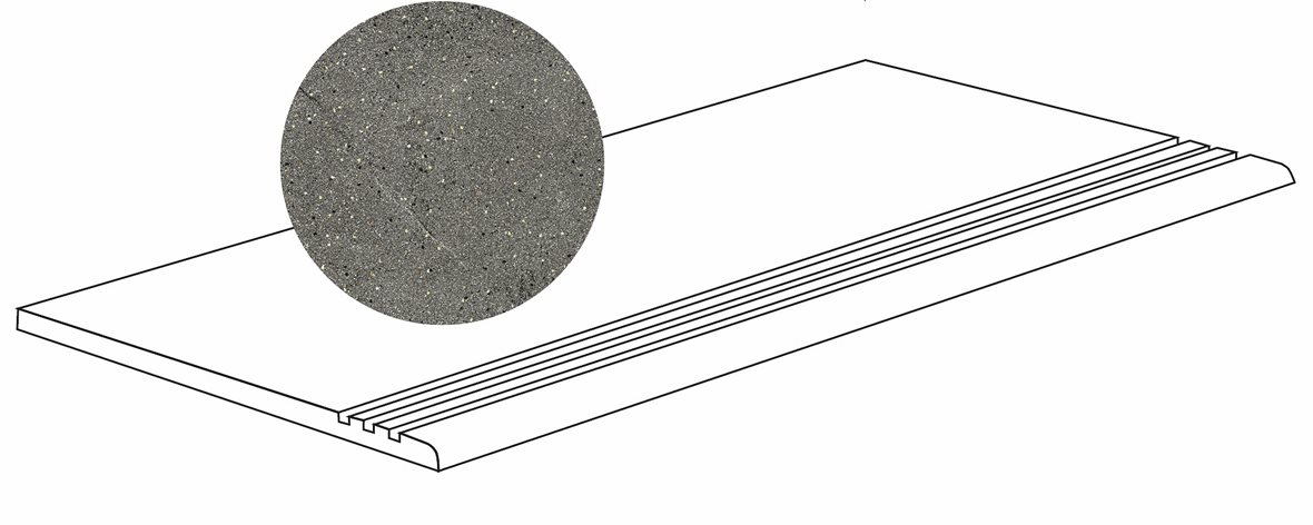 LPC Wales lasittamaton porraslaatta liukuesteuralla 29,7X59,7 05 Vulcano tasapintainen matta vaalea musta kivi