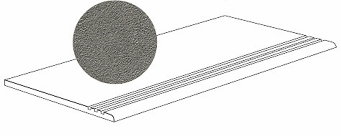 LPC Wales lasittamaton porraslaatta liukuesteuralla 29,7X59,7 B05 Vulcano hakattu matta vaalea musta kivi