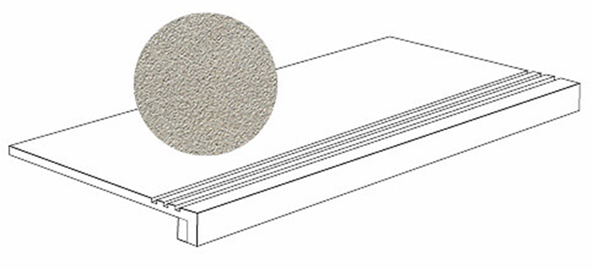 LPC Wales lasittamaton porraslaatta reunalla liukuesteuralla 29,7X59,7 B03 Granito hakattu matta vaalea harmaa kivi