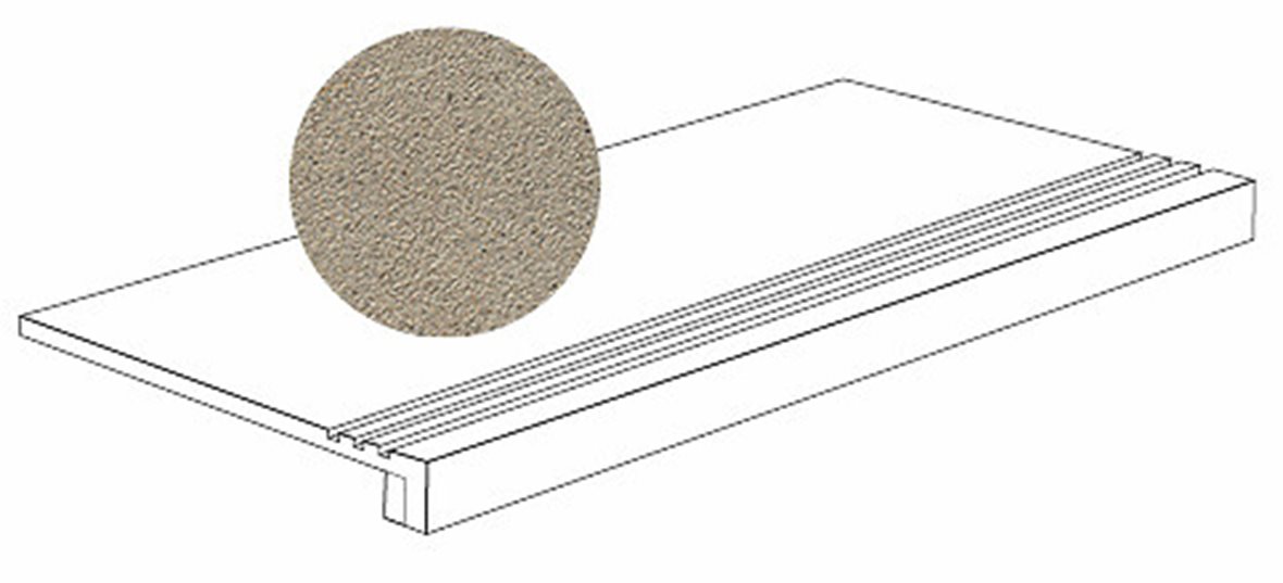 LPC Wales lasittamaton porraslaatta reunalla liukuesteuralla 29,7X59,7 B04 Sand hakattu matta vaalea ruskea kivi