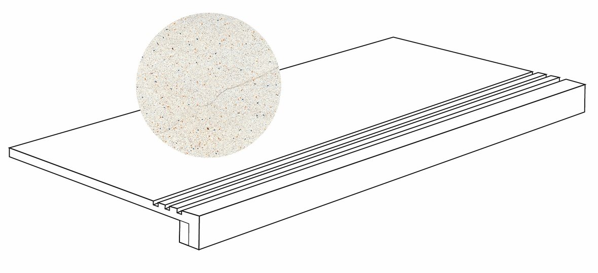 LPC Wales lasittamaton porraslaatta reunalla liukuesteuralla 29,7X59,7 01 Luna tasapintainen matta tumma valkoinen kivi