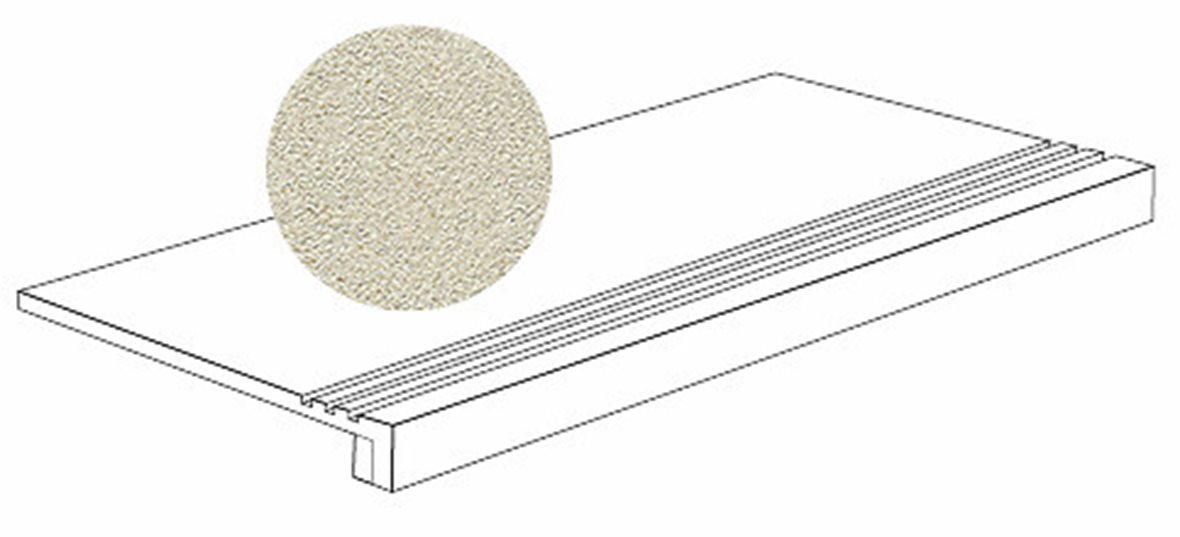 LPC Wales lasittamaton porraslaatta reunalla liukuesteuralla 29,7X59,7 B01 Luna hakattu matta tumma valkoinen kivi