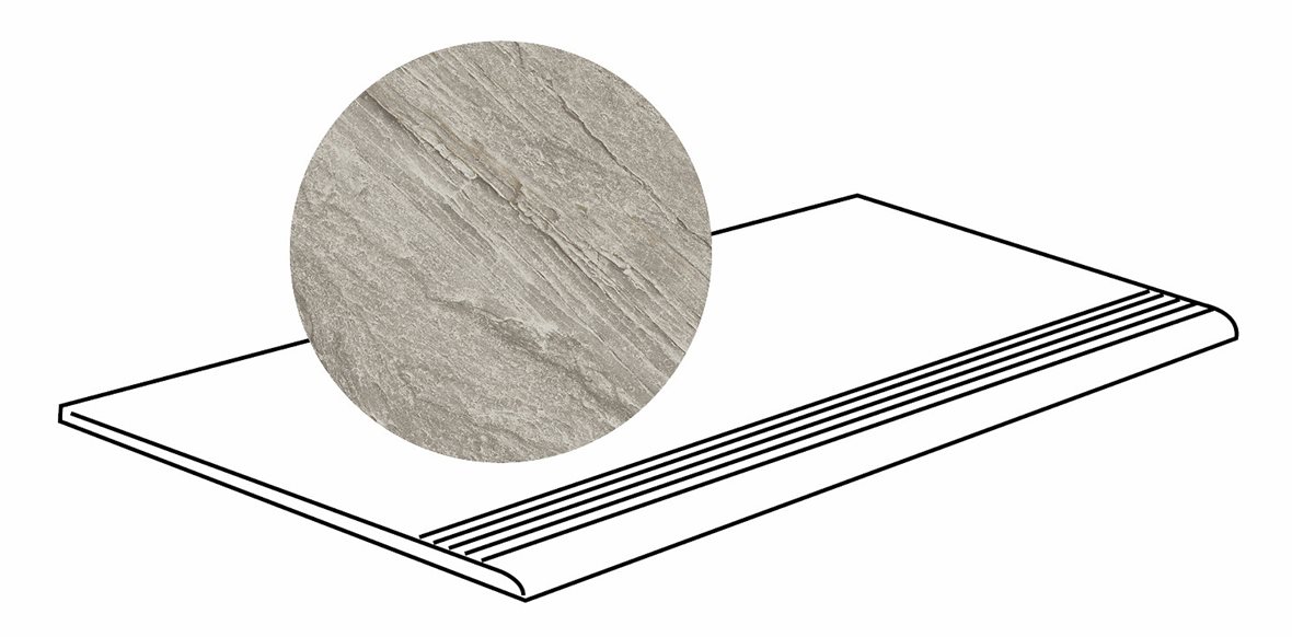 LPC Costa lasitettu porraslaatta liukuesteuralla 30X60 05 moreeni tasapintainen matta keskitumma harmaa kivi
