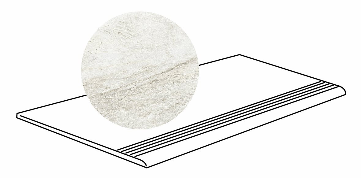 LPC Costa lasitettu porraslaatta liukuesteuralla 30X60 03 kalkki tasapintainen matta vaalea valkoinen kivi