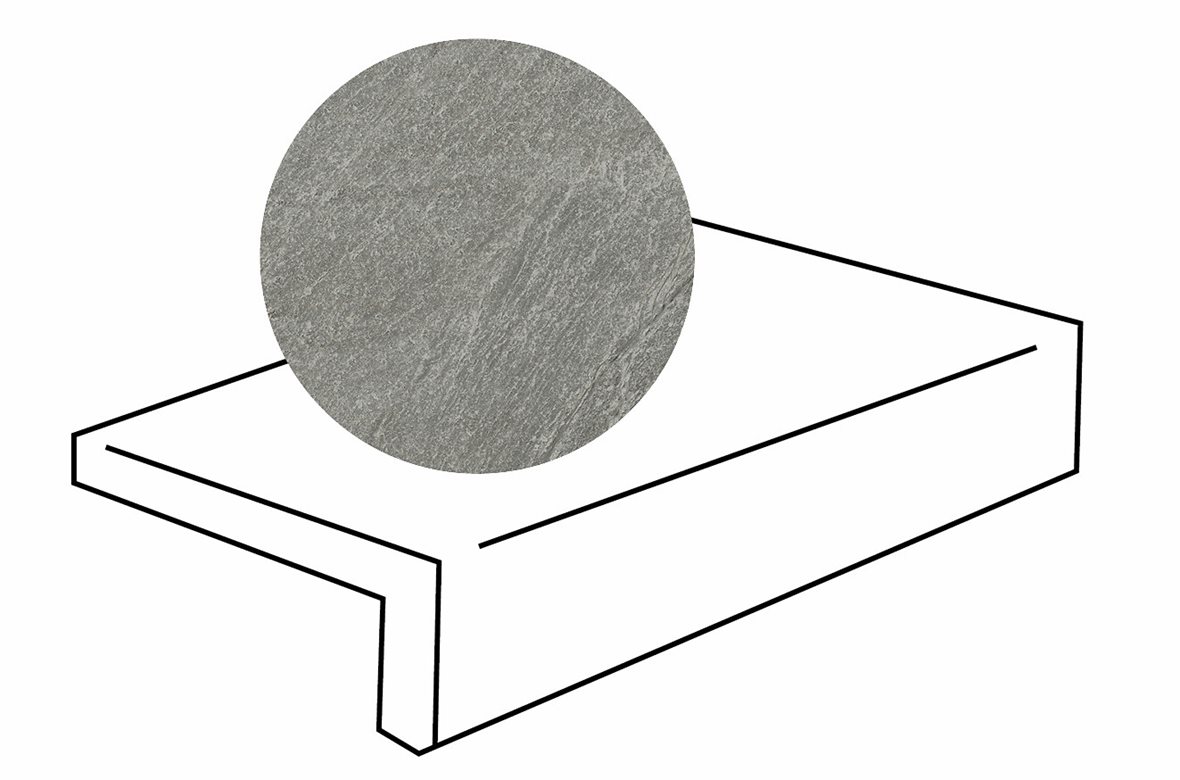 LPC Costa lasitettu porraslaatta reunalla 20X60 01 grafiitti tasapintainen matta keskitumma harmaa kivi