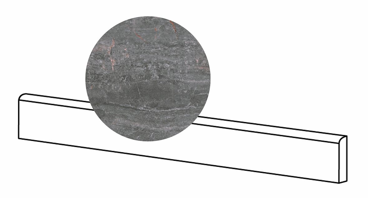 LPC Temple lasitettu jalkalista 6,5X60 17L Cosmos tasapintainen kiillotettu tumma harmaa marmori