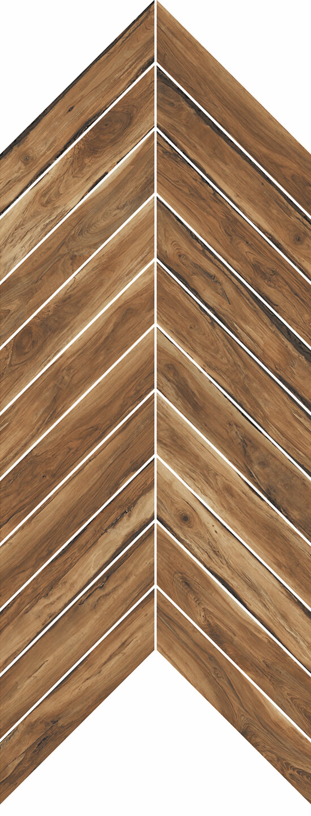 LPC Aspen Chevron lasitettu porcelanato mosaiikki seinälaatta lattialaatta 4,5X16,6 01 mahonki tasapintainen matta tumma tumma puu puu