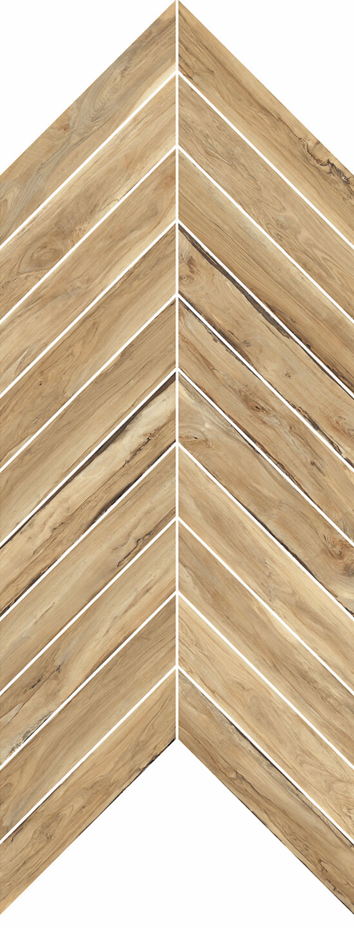 LPC Aspen Chevron lasitettu porcelanato mosaiikki seinälaatta lattialaatta 4,5X16,6 03 tammi tasapintainen matta keskitumma vaalea puu puu