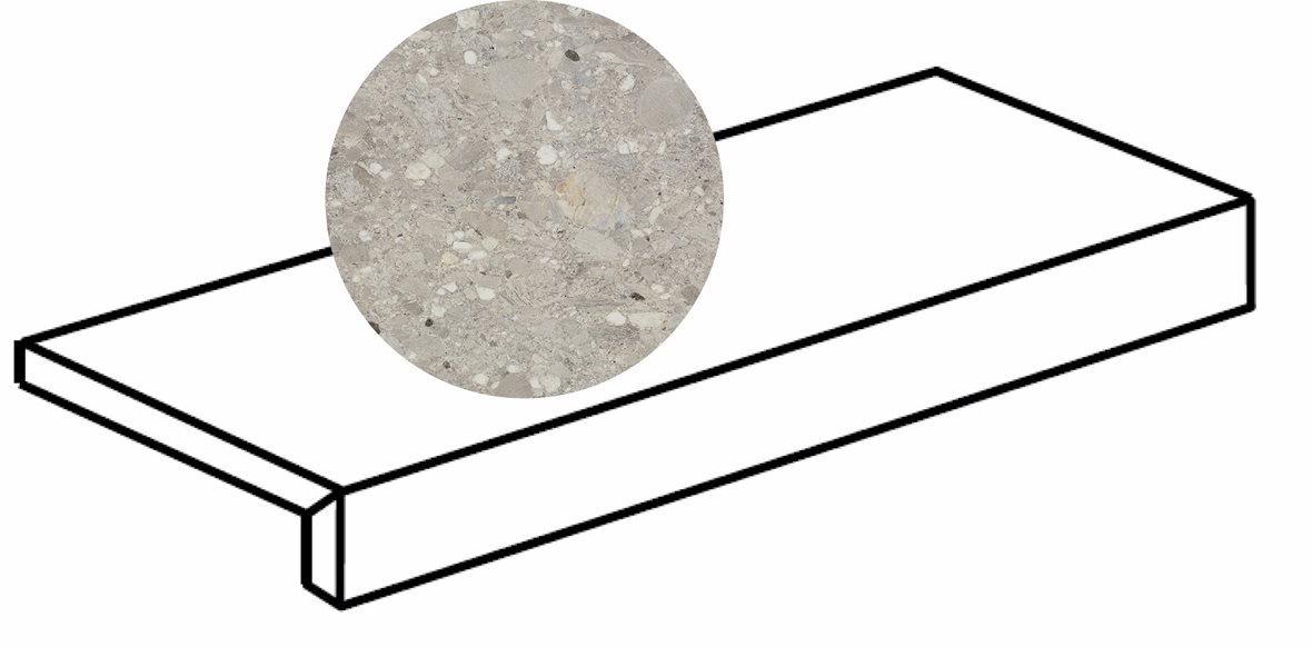 LPC Lombardia lasittamaton porraslaatta reunalla 15X60 R03 harmaa karhennettu matta keskitumma harmaa kivi