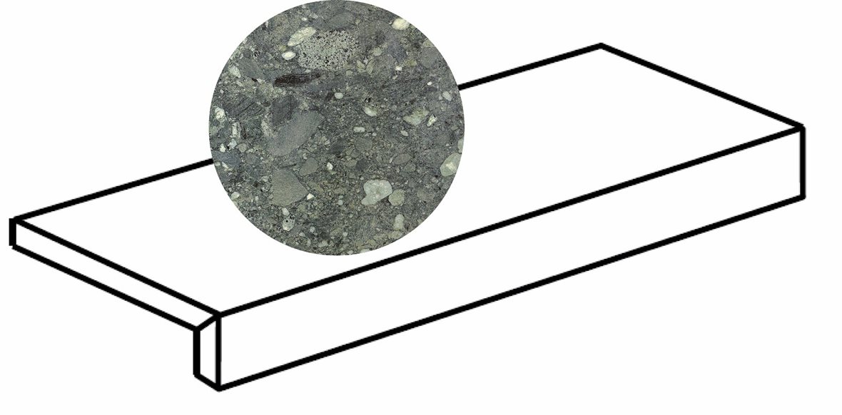 LPC Lombardia lasittamaton porraslaatta reunalla 15X60 04 vihreä tasapintainen matta tumma vihreä kivi