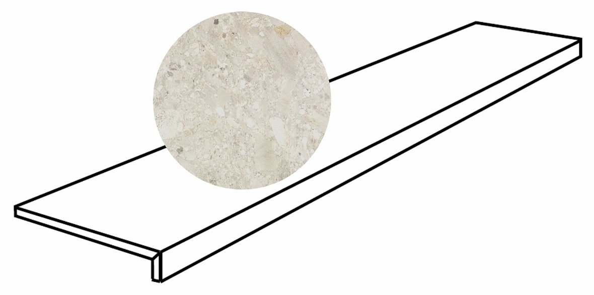 LPC Lombardia lasittamaton porraslaatta reunalla 30X120 01 luonnonvalkoinen tasapintainen matta vaalea valkoinen kivi