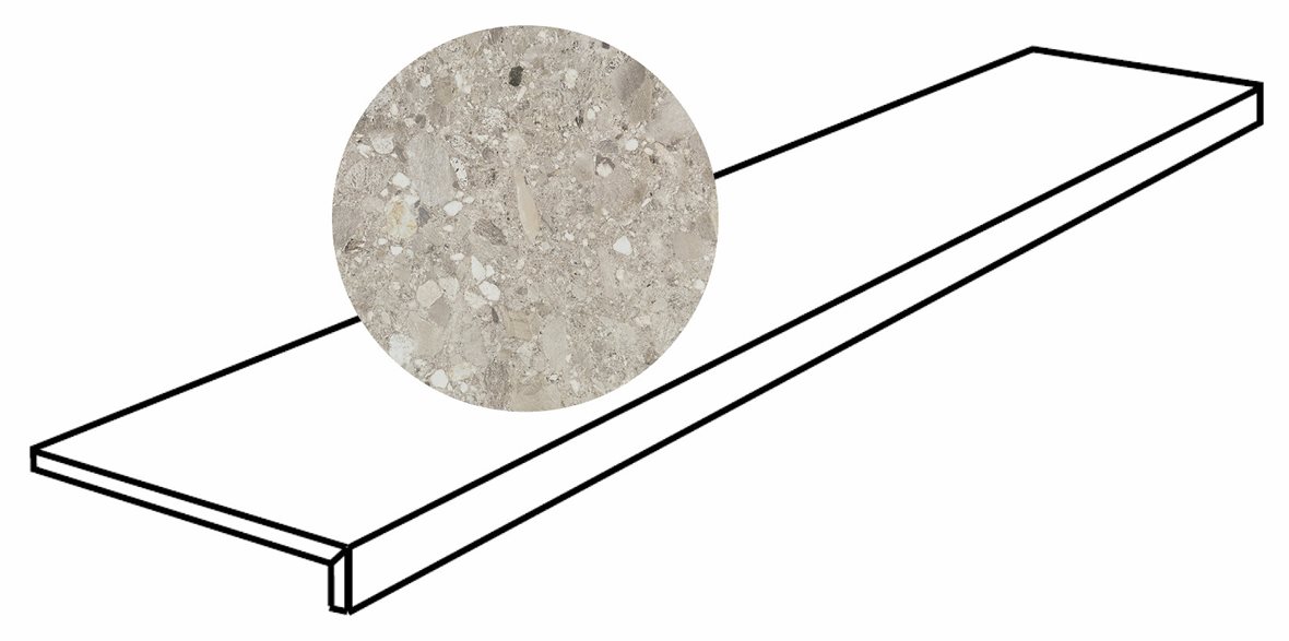 LPC Lombardia lasittamaton porraslaatta reunalla 30X120 05 hiekka tasapintainen matta keskitumma beige kivi