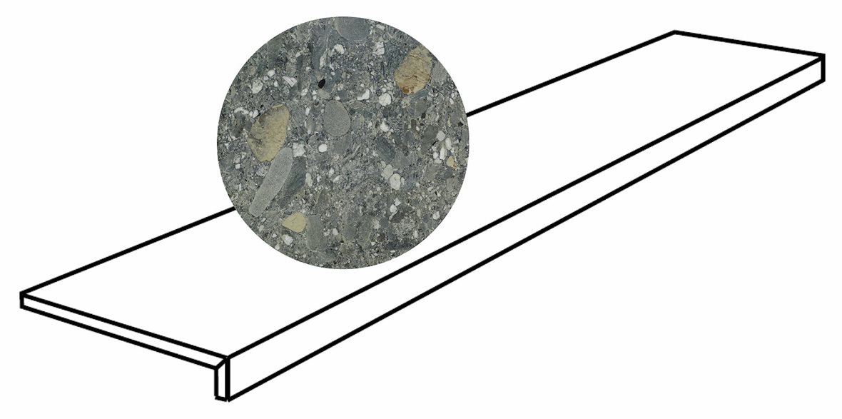 LPC Lombardia lasittamaton porraslaatta reunalla 30X120 04 vihreä tasapintainen matta tumma vihreä kivi