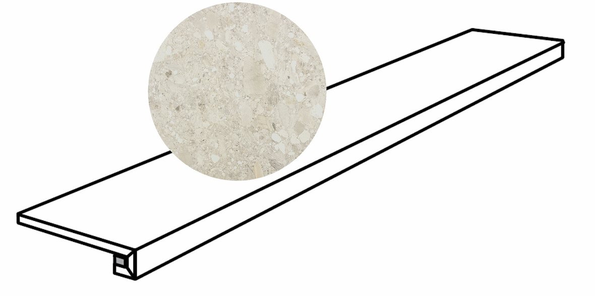 LPC Lombardia lasittamaton porraslaatta reunalla 30X120 01 luonnonvalkoinen tasapintainen matta vaalea valkoinen kivi