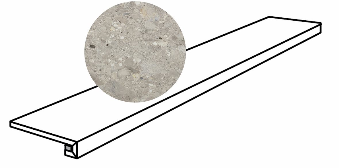 LPC Lombardia lasittamaton porraslaatta reunalla 30X120 03 harmaa tasapintainen matta keskitumma harmaa kivi