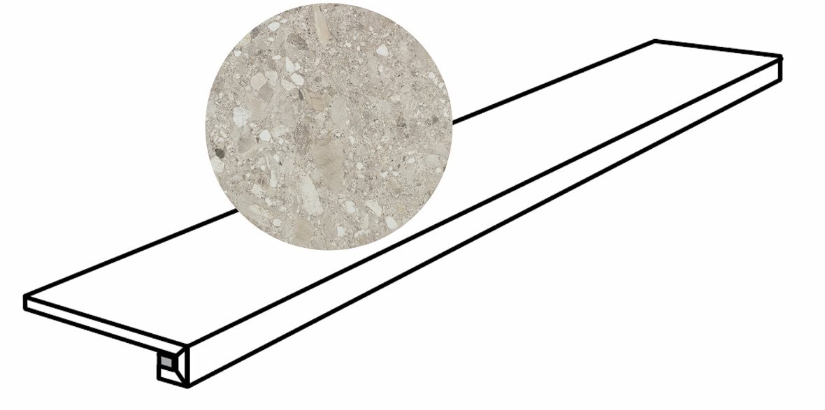 LPC Lombardia lasittamaton porraslaatta reunalla 30X120 05 hiekka tasapintainen matta keskitumma beige kivi