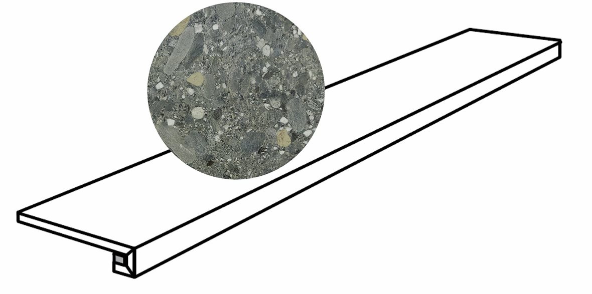 LPC Lombardia lasittamaton porraslaatta reunalla 30X120 04 vihreä tasapintainen matta tumma vihreä kivi