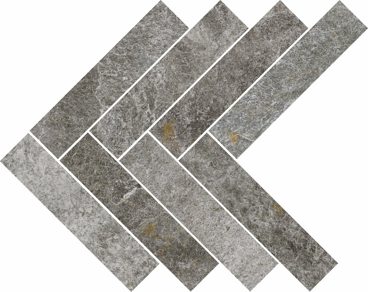 LPC Plaza lasitettu porcelanato mosaiikki ulkolaatta 6X29,5 R02 harmaa karhennettu matta keskitumma harmaa kivi