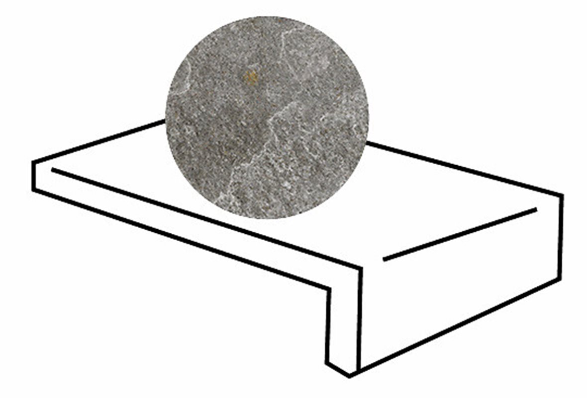 LPC Plaza lasitettu porraslaatta reunalla 20X30 R02 harmaa karhennettu matta keskitumma harmaa kivi