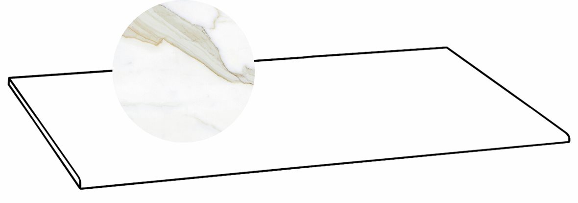 LPC Glamour GLM lasitettu porraslaatta 33X120 19L Calacatta Select tasapintainen kiillotettu vaalea valkoinen marmori