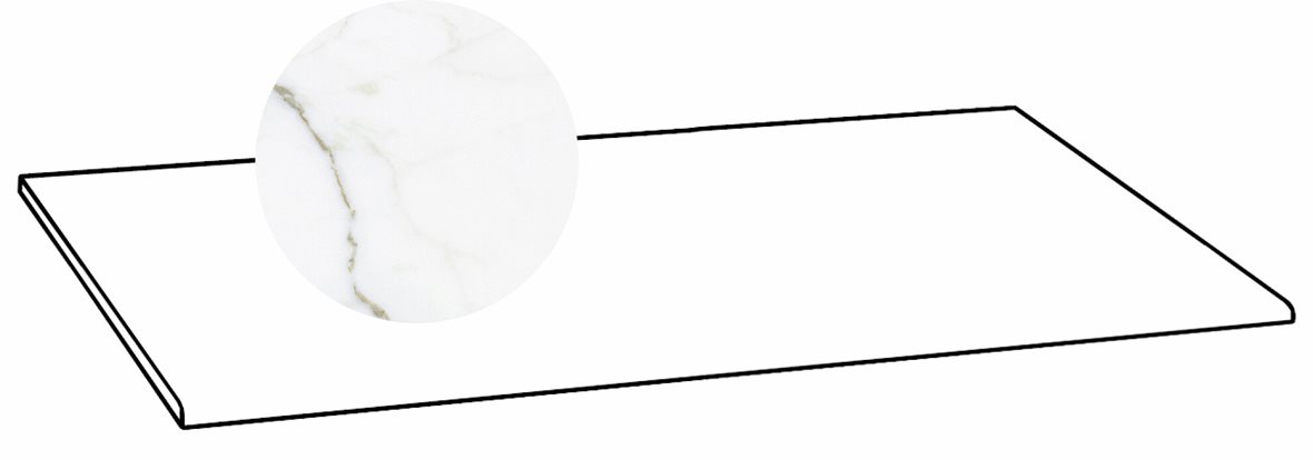 LPC Glamour GLM lasitettu porraslaatta 33X120 21L Calacatta LC tasapintainen kiillotettu vaalea valkoinen marmori