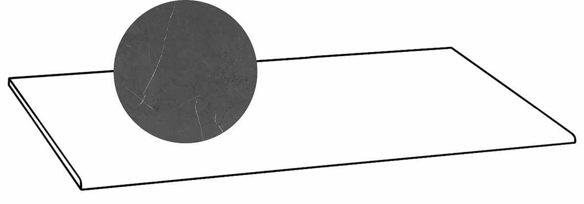 LPC Glamour GLM lasitettu porraslaatta 33X120 23L Grey tasapintainen kiillotettu tumma harmaa marmori