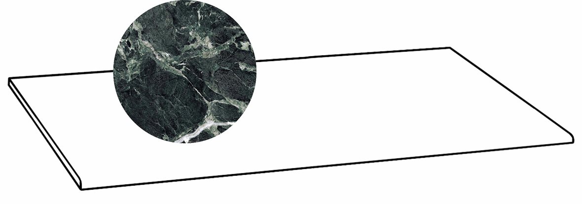 LPC Glamour GLM lasitettu porraslaatta 33X120 24L Verde tasapintainen kiillotettu tumma vihreä marmori