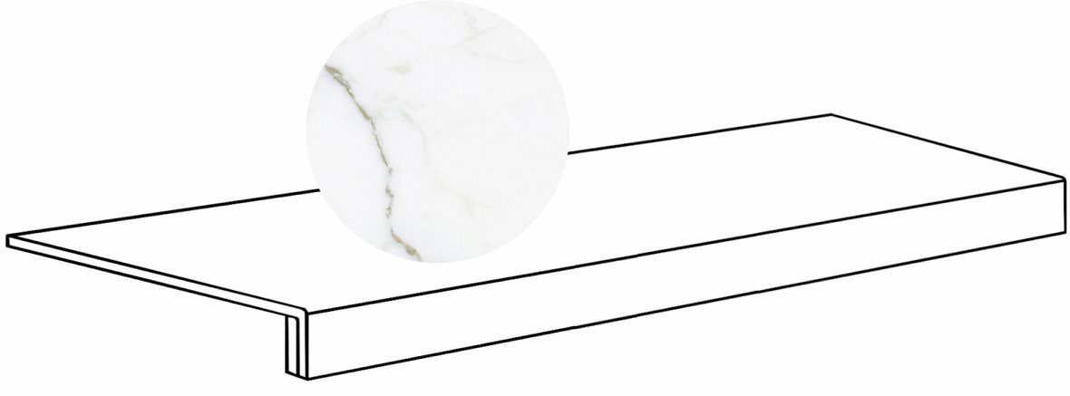 LPC Glamour GLM lasitettu porraslaatta reunalla 33X120 21L Calacatta LC tasapintainen kiillotettu vaalea valkoinen marmori