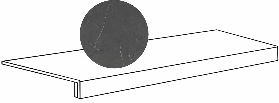 LPC Glamour GLM lasitettu porraslaatta reunalla 33X120 23L Grey tasapintainen kiillotettu tumma harmaa marmori