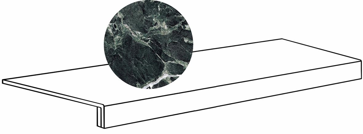 LPC Glamour GLM lasitettu porraslaatta reunalla 33X120 24L Verde tasapintainen kiillotettu tumma vihreä marmori