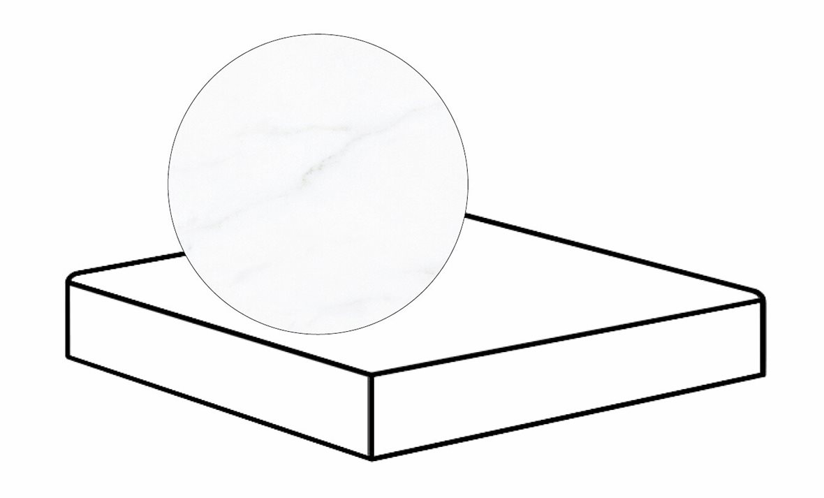 LPC Glamour GLM lasitettu porraslaatta reunalla kulmapala 33X33 21L Calacatta LC tasapintainen kiillotettu vaalea valkoinen marmori