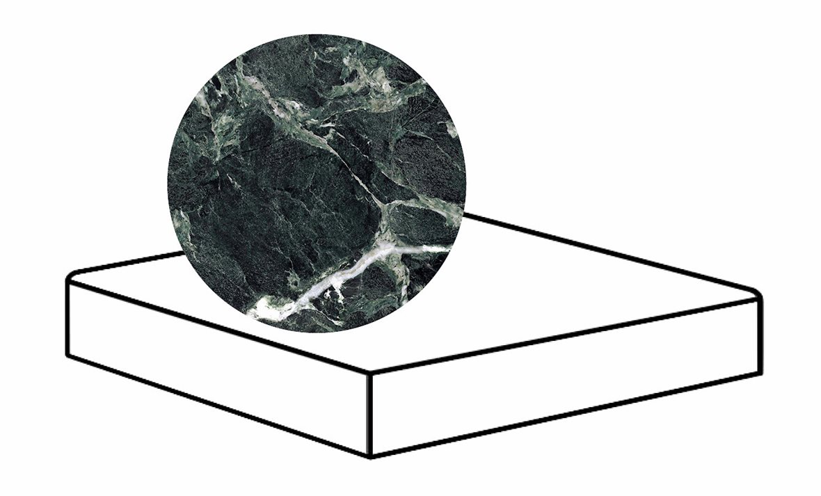 LPC Glamour GLM lasitettu porraslaatta reunalla kulmapala 33X33 24L Verde tasapintainen kiillotettu tumma vihreä marmori