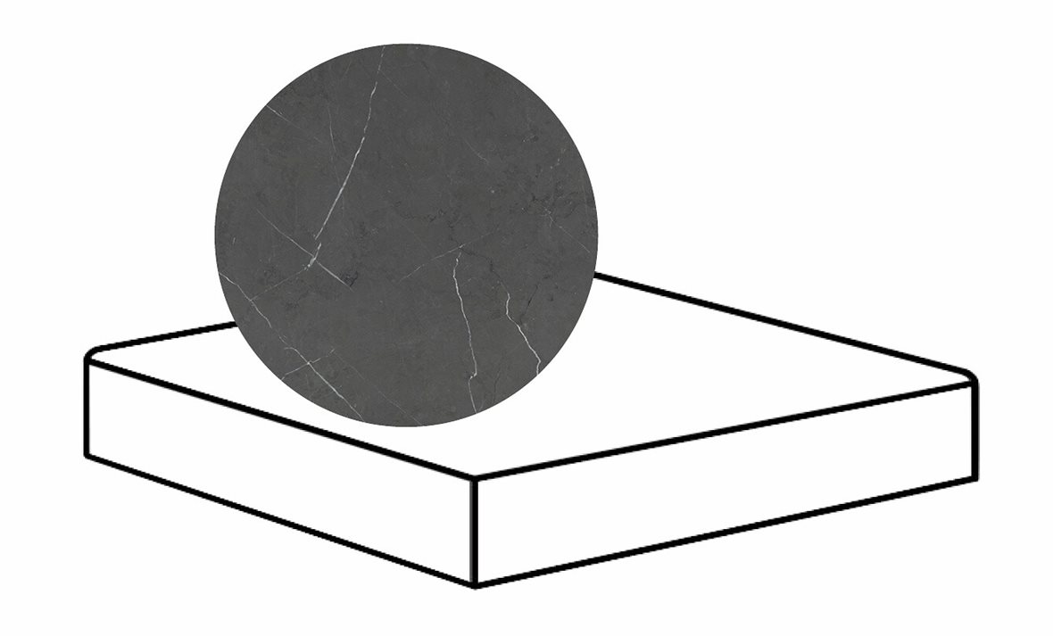 LPC Glamour GLM lasittamaton porraslaatta reunalla kulmapala 33X33 23L Grey tasapintainen silotettu matta tumma harmaa marmori