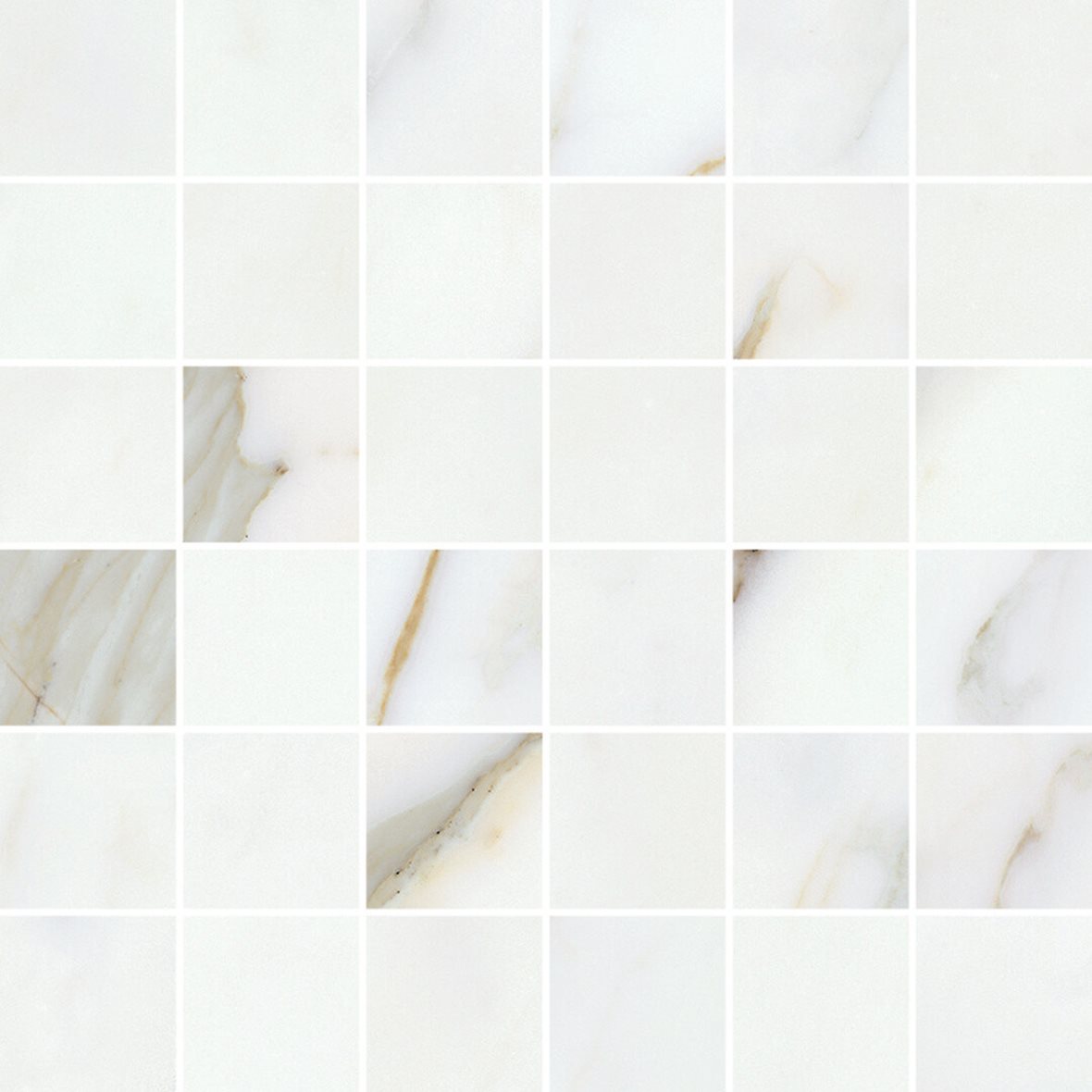 LPC Glamour GLM Mosaico lasittamaton porcelanato mosaiikki seinälaatta lattialaatta 4,8X4,8 19L Calacatta Select tasapintainen silotettu matta vaalea