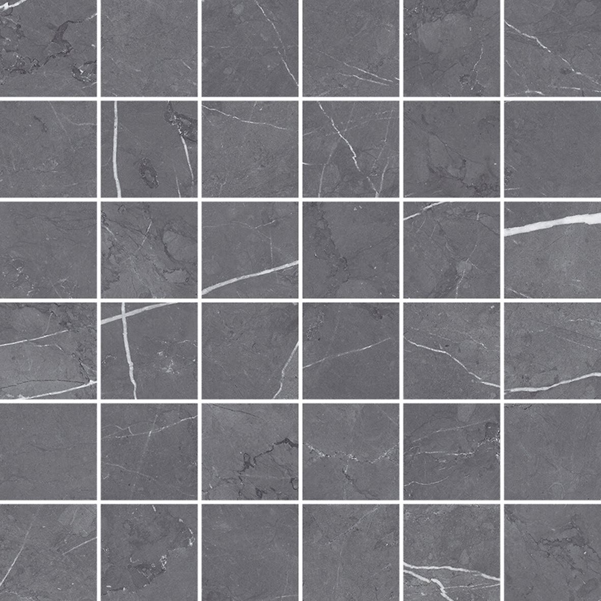 LPC Glamour GLM Mosaico lasittamaton porcelanato mosaiikki seinälaatta lattialaatta 4,8X4,8 23L Grey tasapintainen silotettu matta tumma harmaa marmor