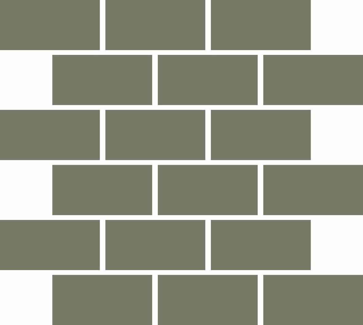 LPC Plain Colours Rectangles Brickbond lasittamaton porcelanato mosaiikki seinälaatta lattialaatta 5X10 Australian Green tasapintainen matta tumma vih