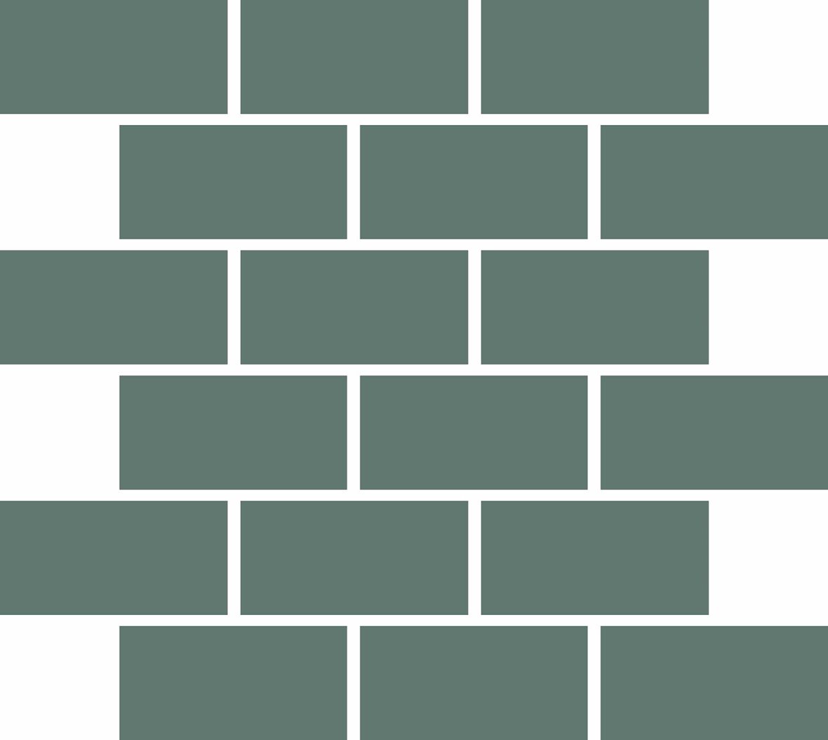 LPC Plain Colours Rectangles Brickbond lasittamaton porcelanato mosaiikki seinälaatta lattialaatta 5X10 Dark Green tasapintainen matta tumma vihreä yk