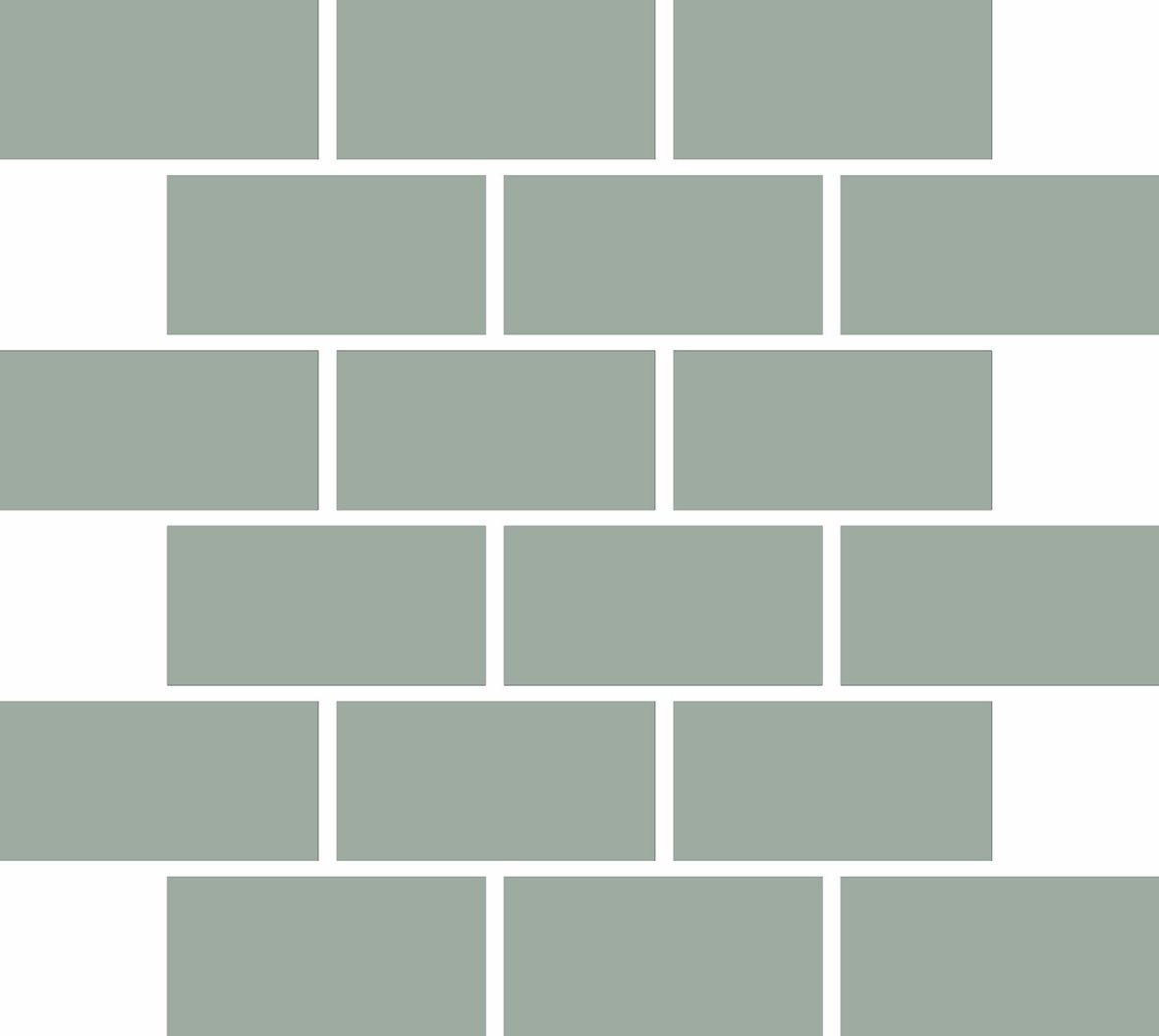 LPC Plain Colours Rectangles Brickbond lasittamaton porcelanato mosaiikki seinälaatta lattialaatta 5X10 Pale Green tasapintainen matta keskitumma vihr