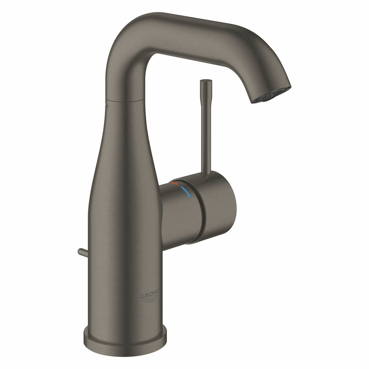 GROHE Essence M pesuallashana brushed hard graphite sisältää vipupohjaventtiilin