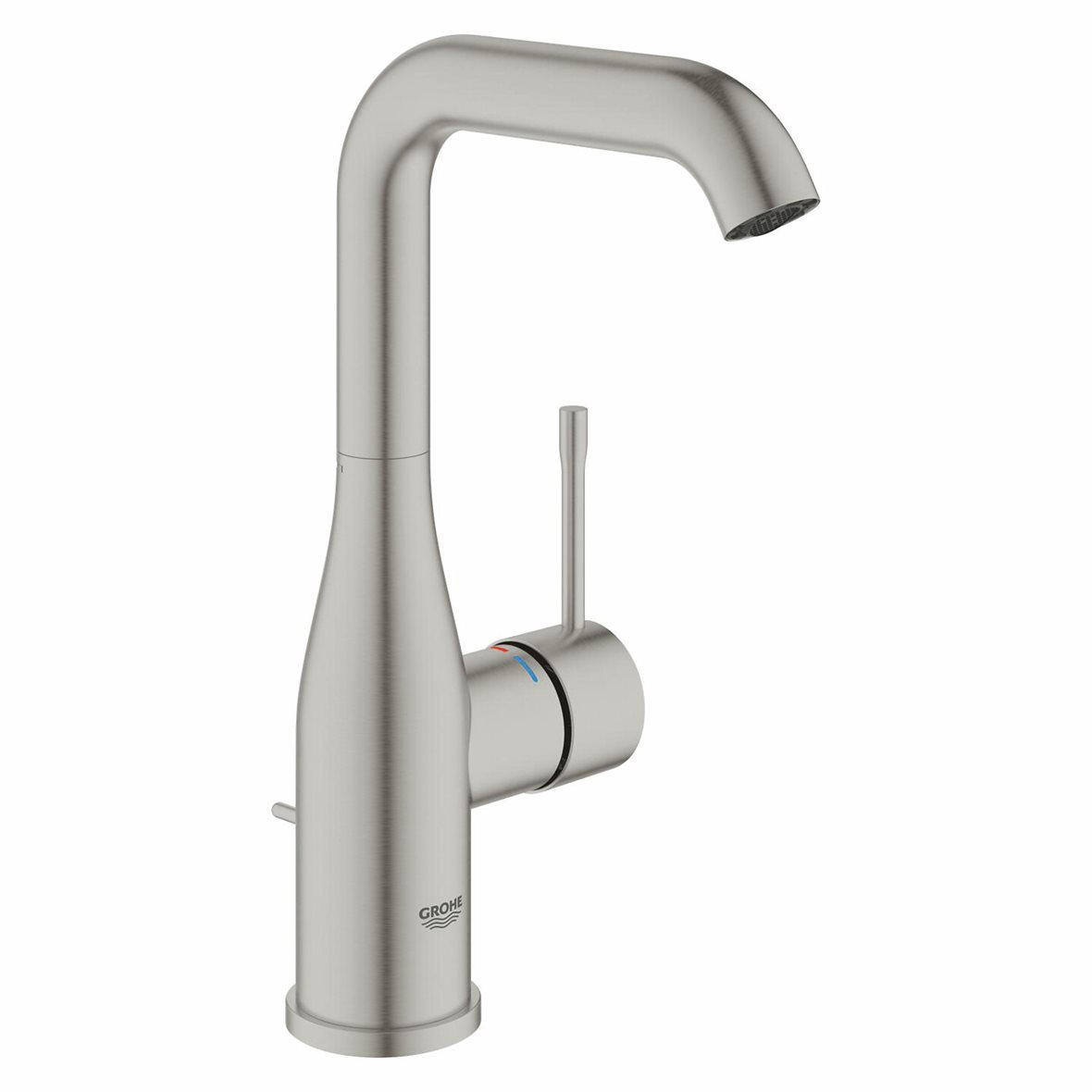 GROHE Essence L pesuallashana supersteel sisältää vipupohjaventtiilin