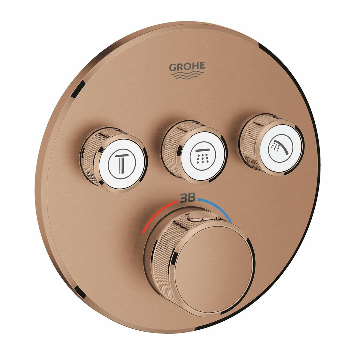 GROHE Grohtherm SmartControl pintaosa termostaattihanalle pyöreä brushed warm sunset 3 toimintoa