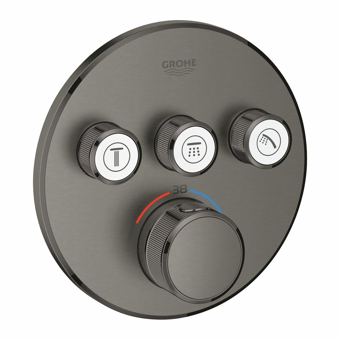 GROHE Grohtherm SmartControl pintaosa termostaattihanalle pyöreä brushed hard graphite 3 toimintoa