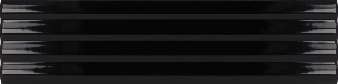 LPC Cuba Aalto lasitettu kaakeli seinälaatta 5X20 08 musta kohokuvioinen kiiltävä tumma musta yksivärinen