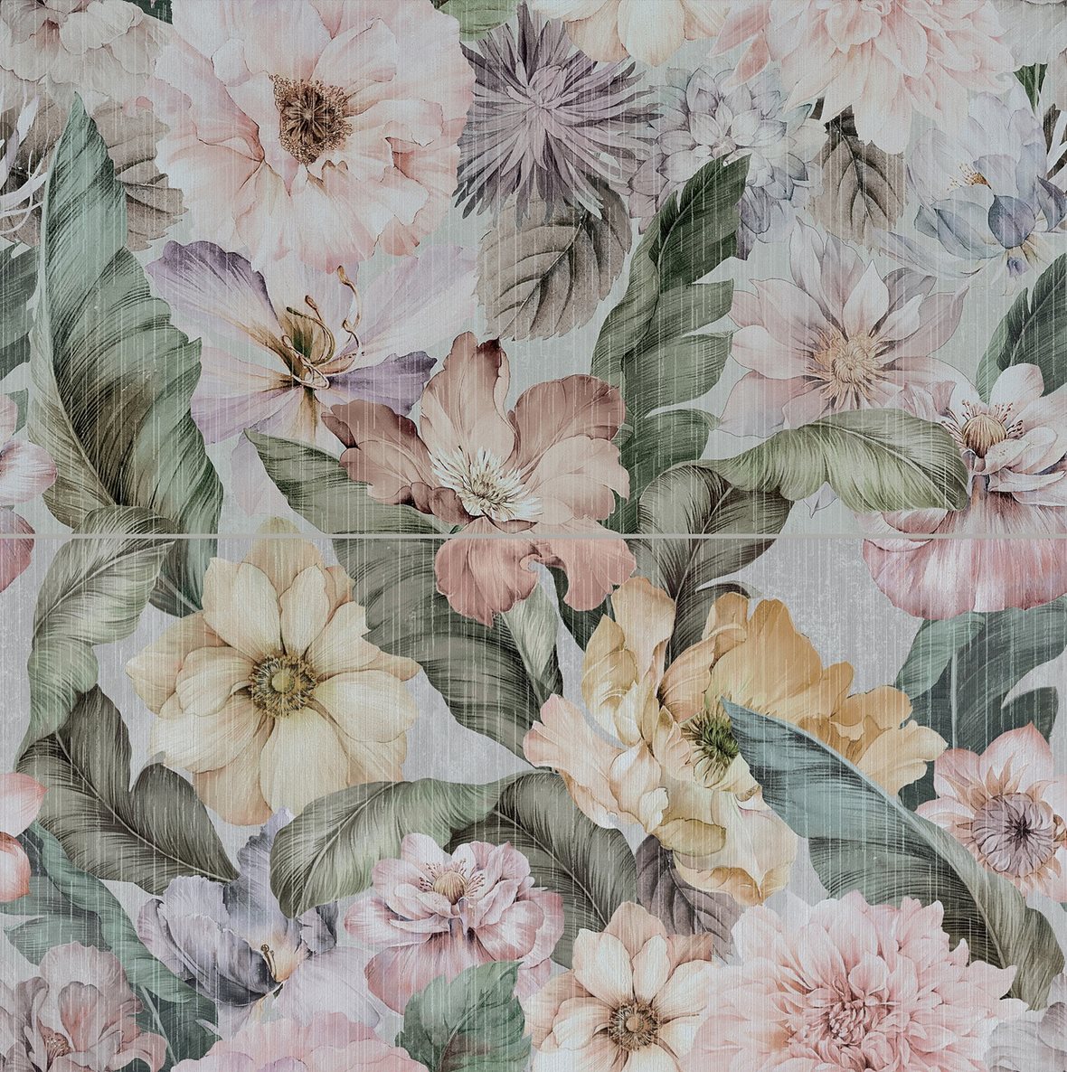 LPC Papier lasitettu kuviolaatta 120x120 Merveille tasapintainen matta keskitumma moniväri kuvioitu