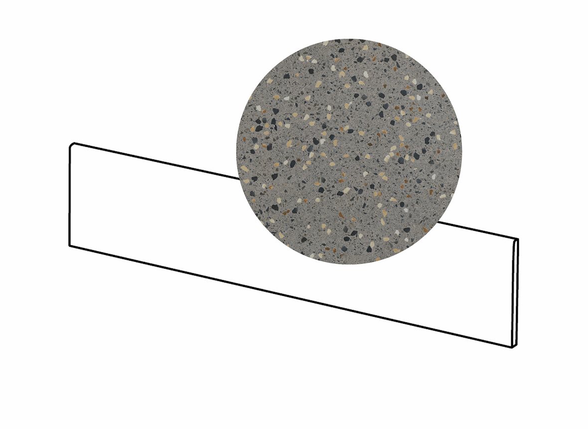 LPC Terrazzo lasitettu jalkalista 9,5X59,7 Anthracite tasapintainen matta tumma harmaa pilkullinen