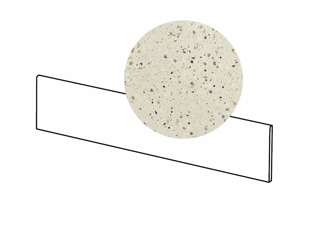 LPC Terrazzo lasitettu jalkalista 9,5X59,7 White tasapintainen matta vaalea valkoinen pilkullinen