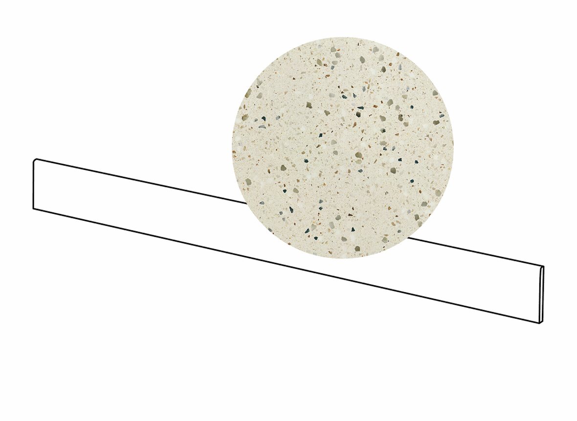 LPC Terrazzo lasitettu jalkalista 7,5X89 White tasapintainen puleerattu vaalea valkoinen pilkullinen