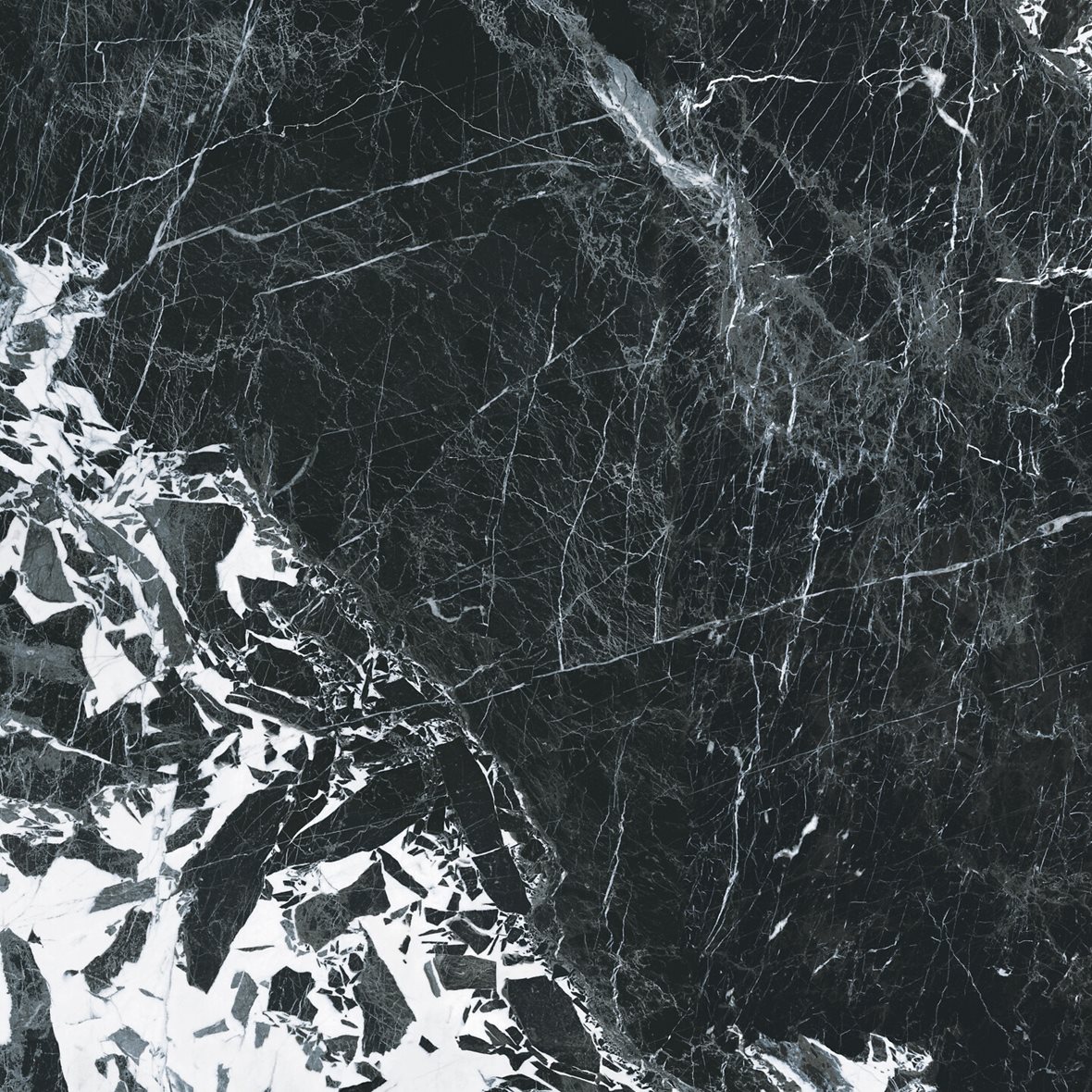 Pukkila Lush lasittamaton porcelanato seinälaatta lattialaatta ulkolaatta 119X119 Noir Antique tasapintainen kiillotettu musta marmori